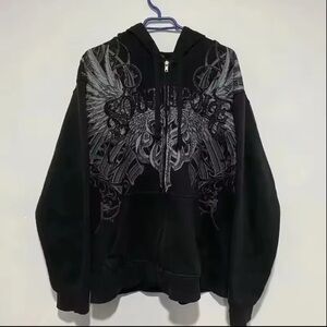 South Pole Black Zip-Up Sweater with Graphic Design